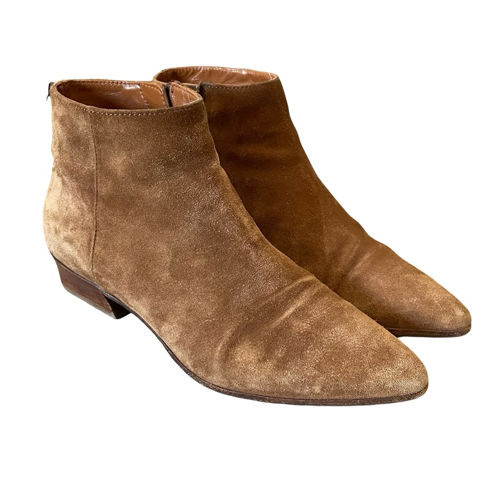 Aquatalia Ulyssa Waterproof Tan Suede Ankle Boots With Hidden Wedge Size 6